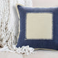 20" X 20" Navy And Cream 100% Cotton Zippered Pillow