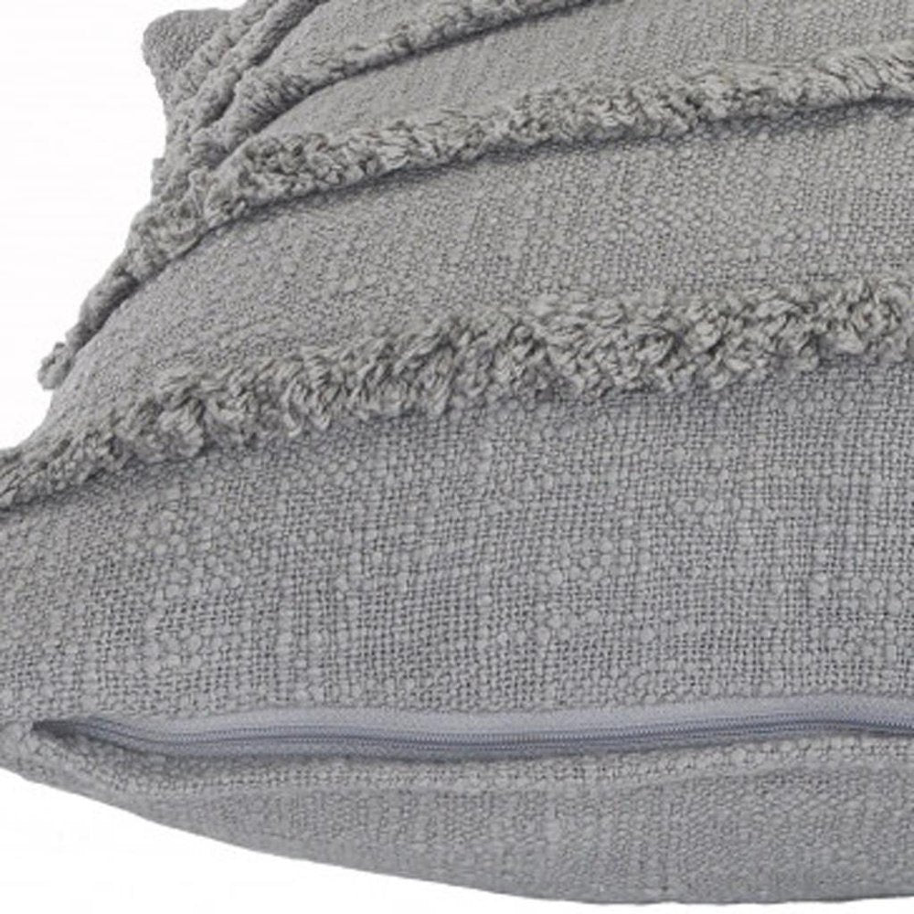 20" X 20" Gray 100% Cotton Zippered Pillow