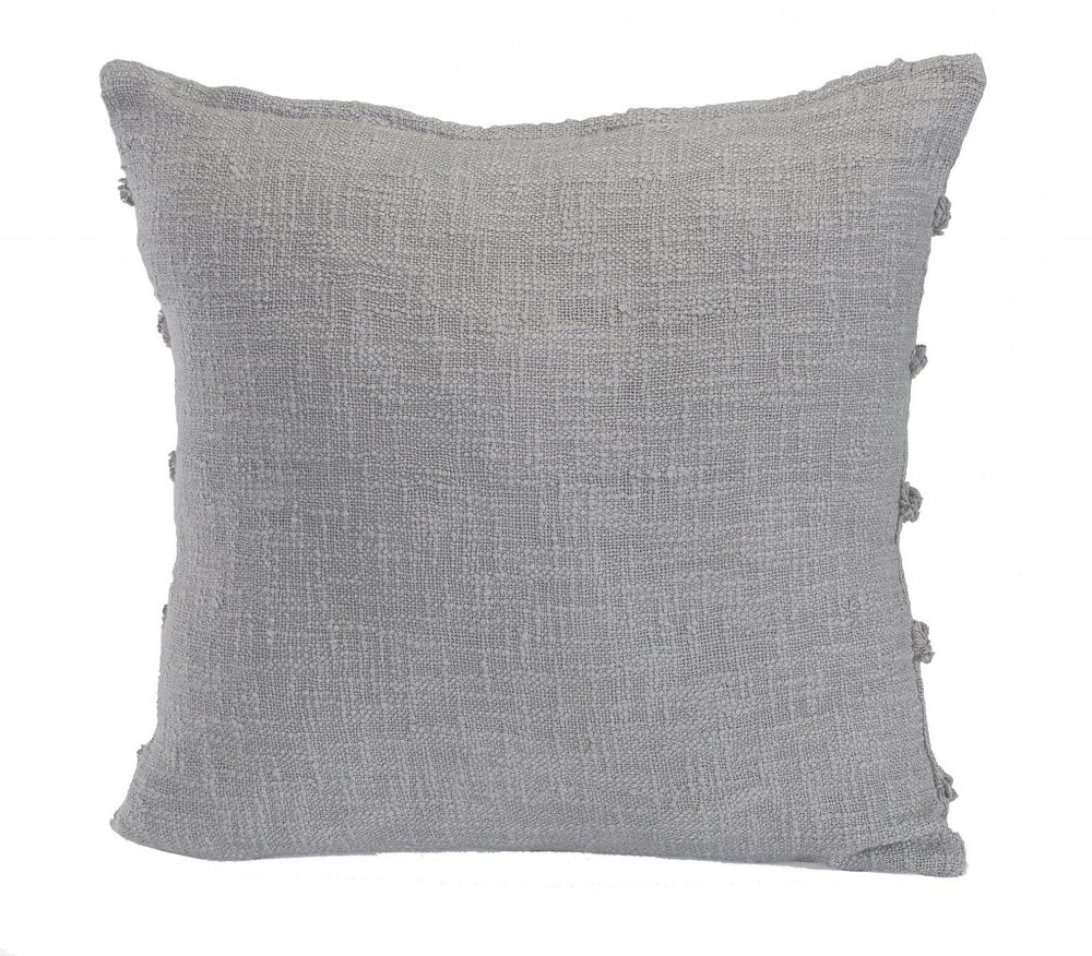 20" X 20" Gray 100% Cotton Zippered Pillow
