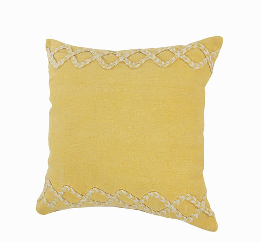 20" Yellow and White Throw Pillow