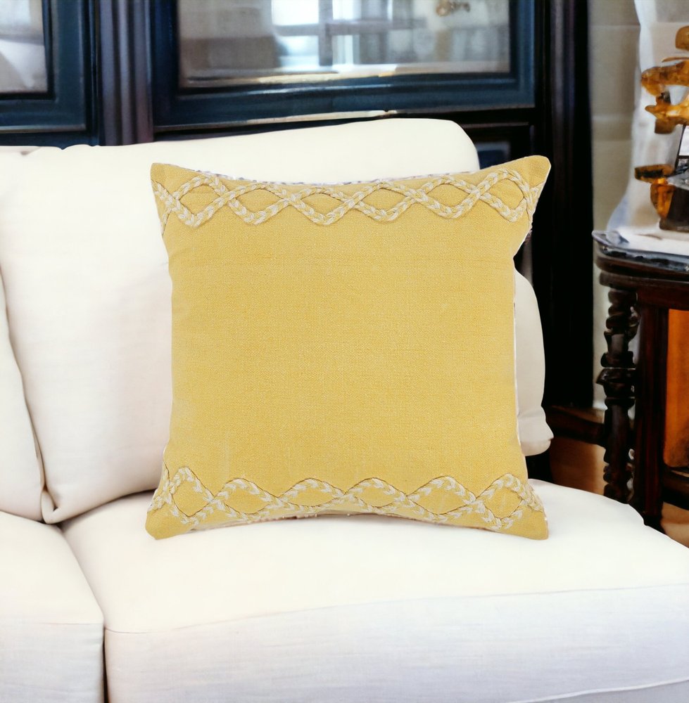 20" Yellow and White Throw Pillow