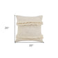 20" Cream Cotton Throw Pillow with Fringe