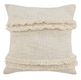 20" Cream Cotton Throw Pillow with Fringe