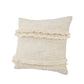 20" Cream Cotton Throw Pillow with Fringe
