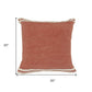 14" X 36" Orange And Off-White 100% Cotton Striped Zippered Pillow