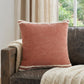 14" X 36" Orange And Off-White 100% Cotton Striped Zippered Pillow