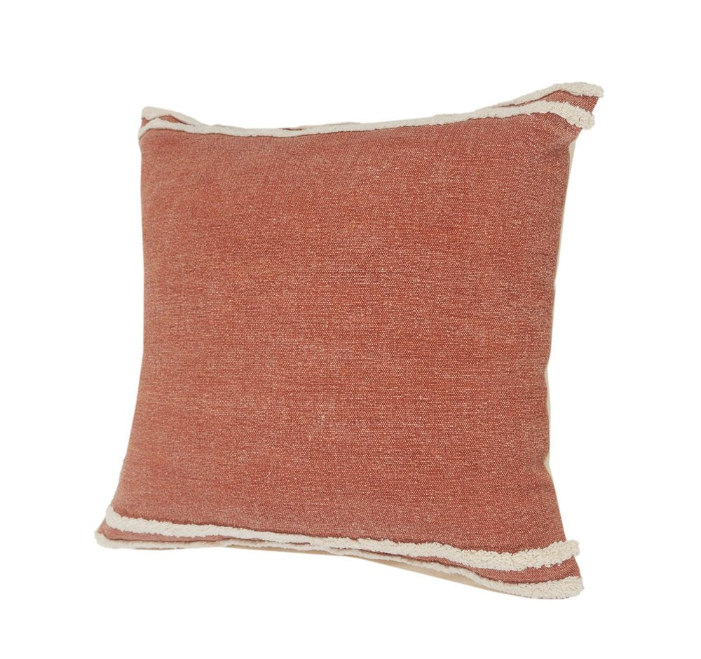14" X 36" Orange And Off-White 100% Cotton Striped Zippered Pillow
