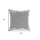 20" X 20" Light Gray Micro Chip Gray And White 100% Cotton Chevron Zippered Pillow