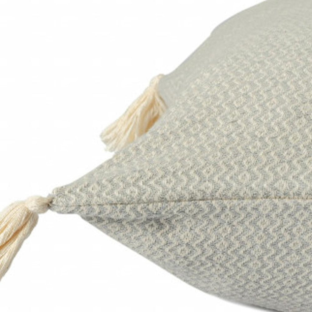 18" X 18" Light Gray 100% Cotton Geometric Zippered Pillow