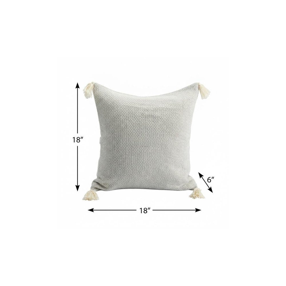 18" X 18" Light Gray 100% Cotton Geometric Zippered Pillow