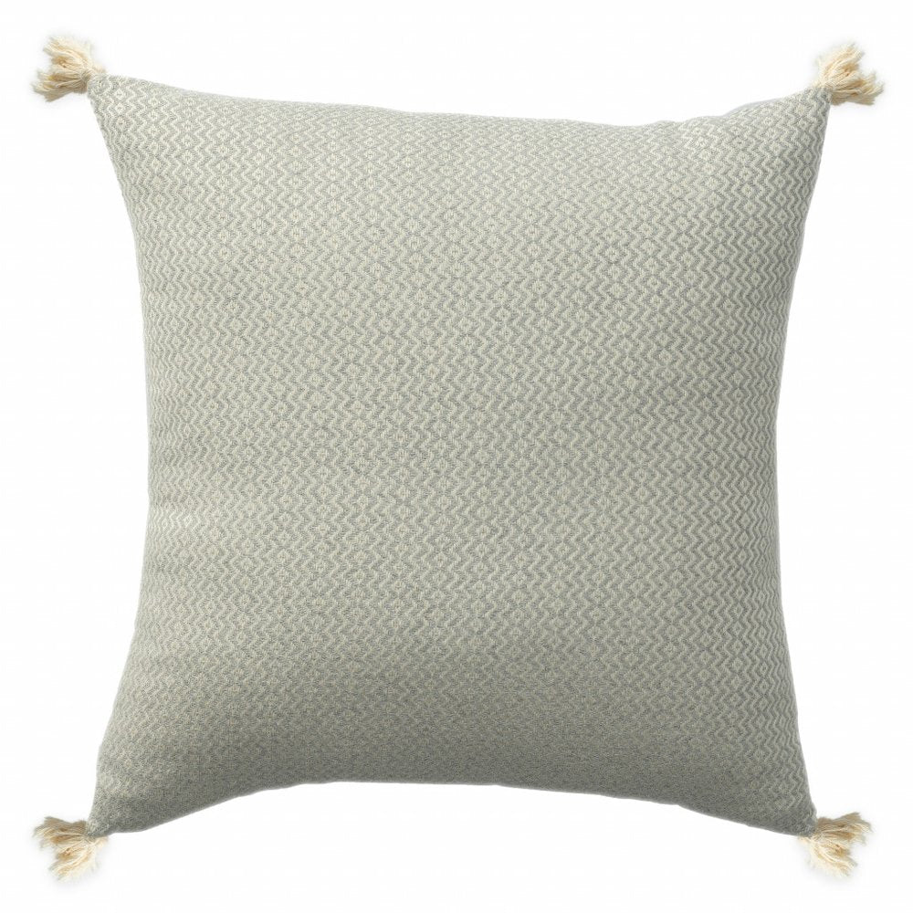 18" X 18" Light Gray 100% Cotton Geometric Zippered Pillow