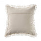 18" Navy Blue And Ivory Cotton Coastal Throw Pillow with Fringe