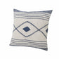 20" Ivory and Blue Coastal Cotton Throw Pillow With Texture