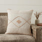 20" X 20" Peach And White 100% Cotton Coastal Zippered Pillow