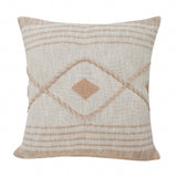 20" X 20" Peach And White 100% Cotton Coastal Zippered Pillow