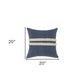 20" X 20" Dusty Blue And White 100% Cotton Striped Zippered Pillow