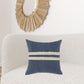 20" X 20" Dusty Blue And White 100% Cotton Striped Zippered Pillow