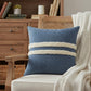 20" X 20" Dusty Blue And White 100% Cotton Striped Zippered Pillow