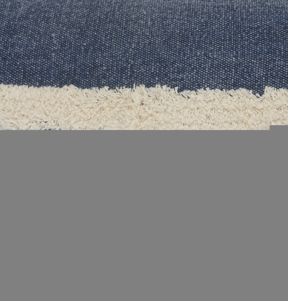 20" X 20" Dusty Blue And White 100% Cotton Striped Zippered Pillow