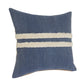 20" X 20" Dusty Blue And White 100% Cotton Striped Zippered Pillow