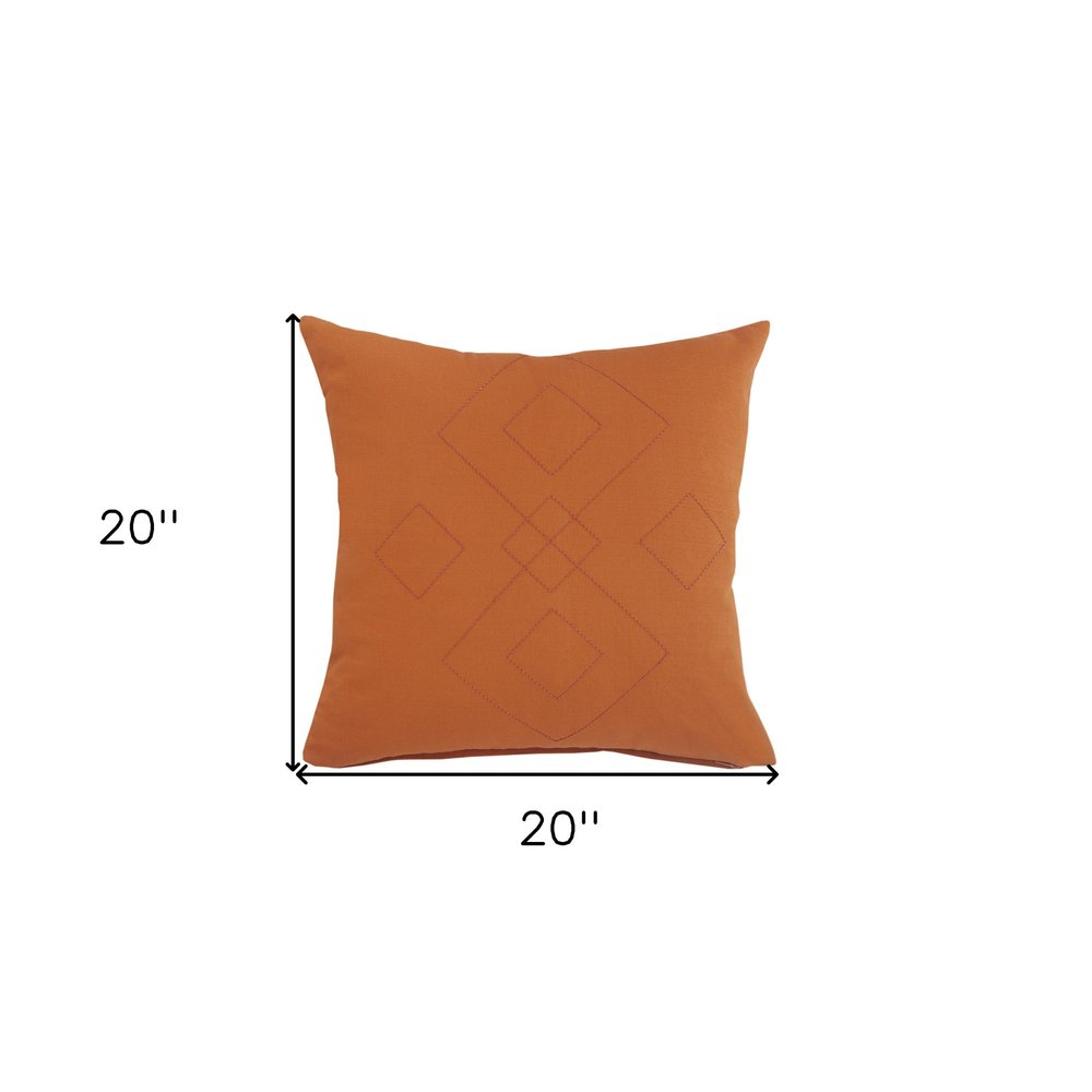 20" Orange And Dark Orange Diamond Cotton Throw Pillow