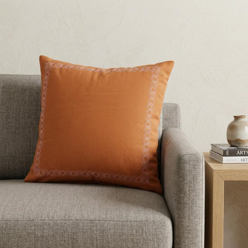 14" X 36" Orange And Dark Orange 100% Cotton Geometric Zippered Pillow