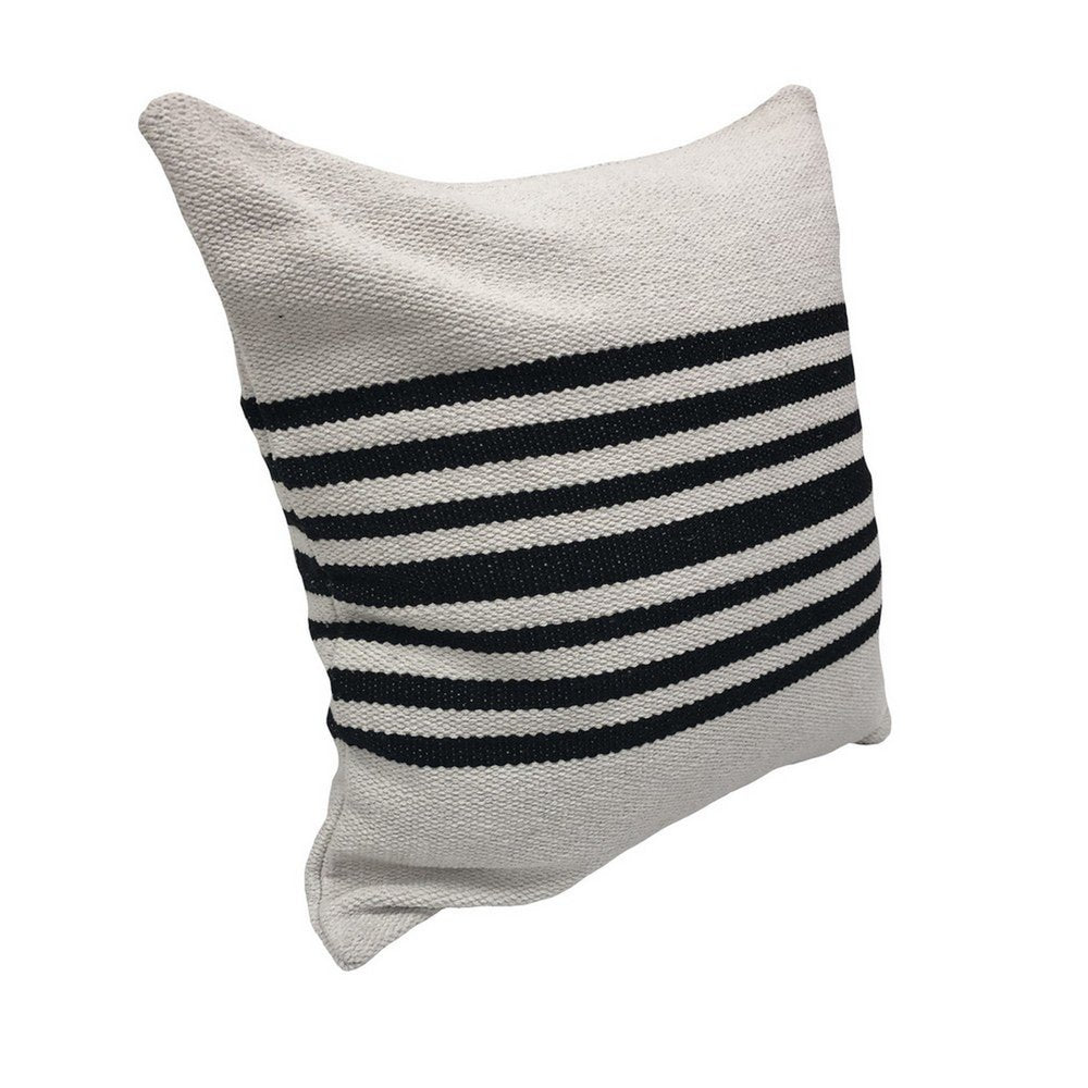 22" Black and White Throw Pillow