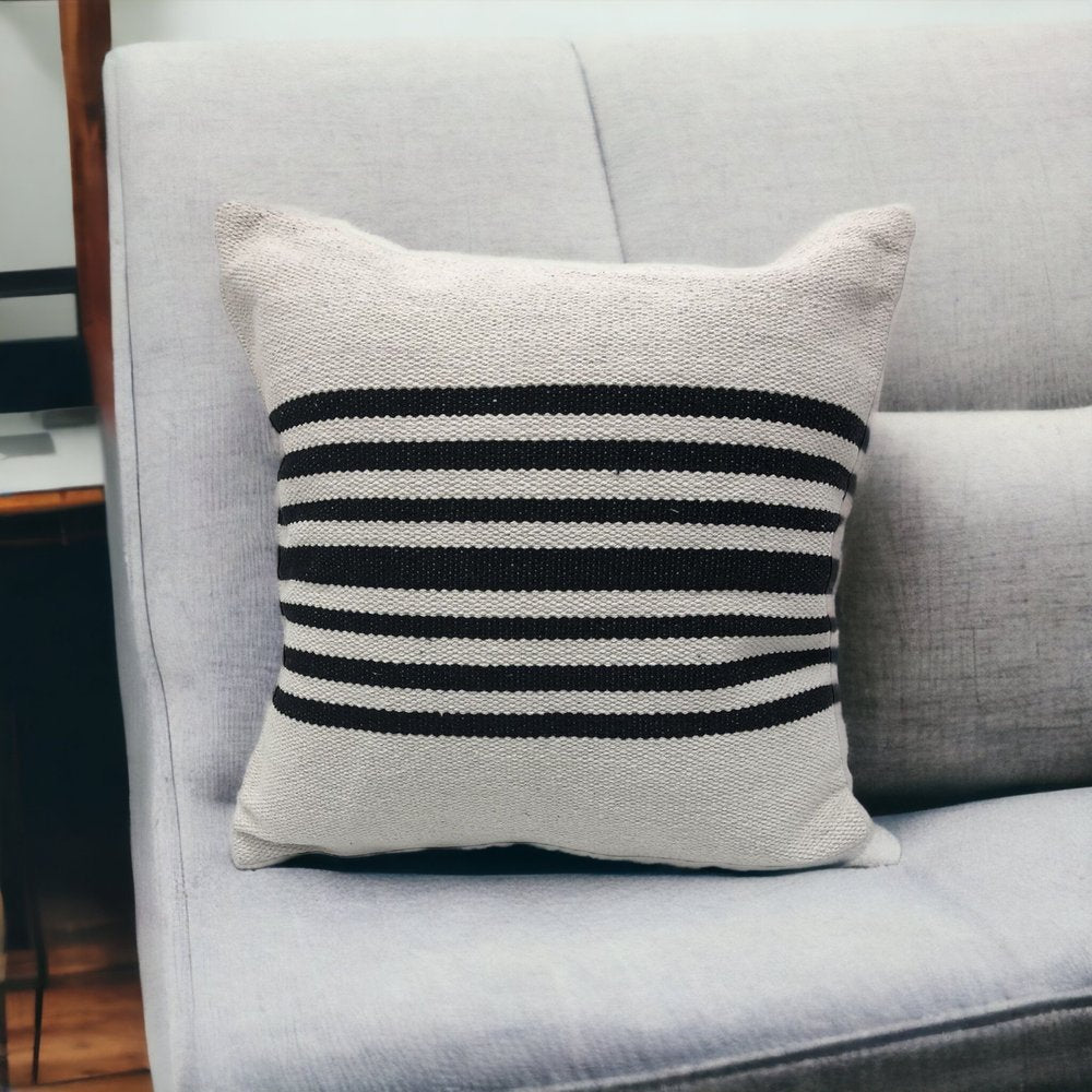 22" Black and White Throw Pillow