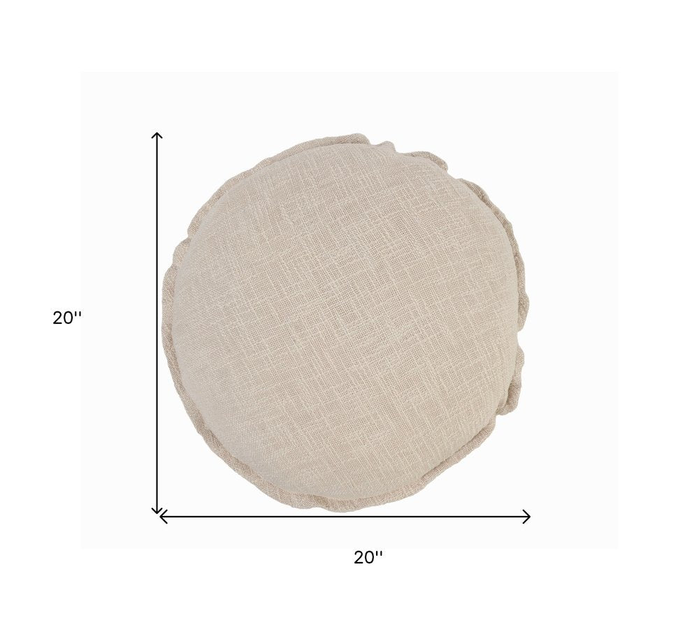 20" X 20" Beige Round Cotton Throw Pillow