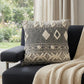 20" X 20" Gray And White 100% Cotton Geometric Zippered Pillow