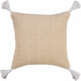 20" Brown and White Throw Pillow with Embroidery and Tassels