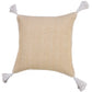 20" Brown and White Throw Pillow with Embroidery and Tassels