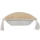 20" Brown and White Throw Pillow with Embroidery and Tassels