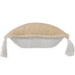 20" Brown and White Throw Pillow with Embroidery and Tassels