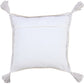 20" Brown and White Throw Pillow with Embroidery and Tassels