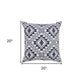 20" X 20" Navy And White 100% Cotton Geometric Zippered Pillow