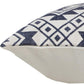 20" X 20" Navy And White 100% Cotton Geometric Zippered Pillow