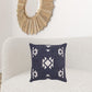 20" X 20" Navy And White 100% Cotton Geometric Zippered Pillow
