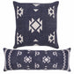 20" X 20" Navy And White 100% Cotton Geometric Zippered Pillow
