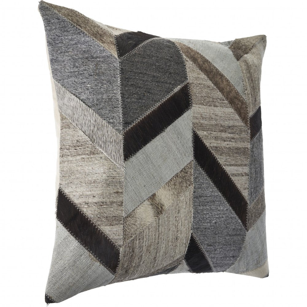 20" Gray and Brown Throw Pillow