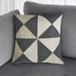 20" Charcoal and Ivory Geometric Wool And Faux Leather Throw Pillow