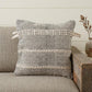 20" Black And Natural Striped Cotton Throw Pillow with Tassels