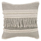 14" X 36" Beige And Gray Cotton Chevron Throw Pillow