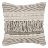 14" X 36" Beige And Gray Cotton Chevron Throw Pillow