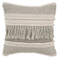20" Beige and Ivory Throw Pillow with Fringe