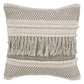 14" X 36" Beige And Gray Cotton Chevron Throw Pillow