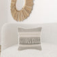 20" Beige and Ivory Throw Pillow with Fringe