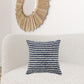 20" X 20" Ensign Blue And Cream 100% Cotton Striped Zippered Pillow