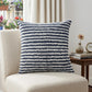 14" X 36" Black And Cream 100% Cotton Striped Zippered Pillow