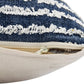 20" X 20" Ensign Blue And Cream 100% Cotton Striped Zippered Pillow